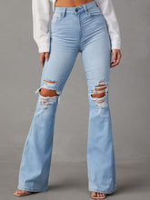Load image into Gallery viewer, Distressed Bootcut Jeans with Pockets
