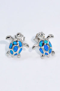 Opal Turtle Platinum-Plated Stud Earrings