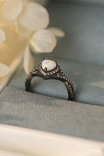 Load image into Gallery viewer, Opal Heart Black Gold-Plated Ring
