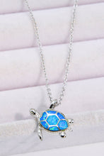Load image into Gallery viewer, Opal Turtle Pendant Chain-Link Necklace
