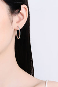 Rhodium-Plated Moissanite Hoop Earrings