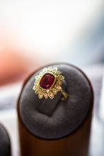 Load image into Gallery viewer, Victoria Ruby Radiant Cut Gold Ring
